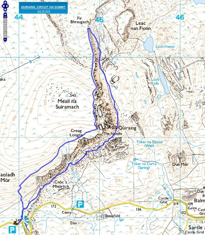 The Quiraing circuit route map. We followed clockwise. 